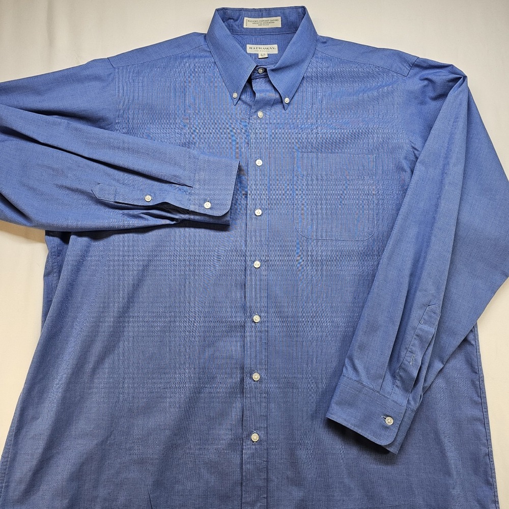 Hathaway Classic Men's 18–36 Tall Blue Pinpoint Oxford Button Down Dress Shirt